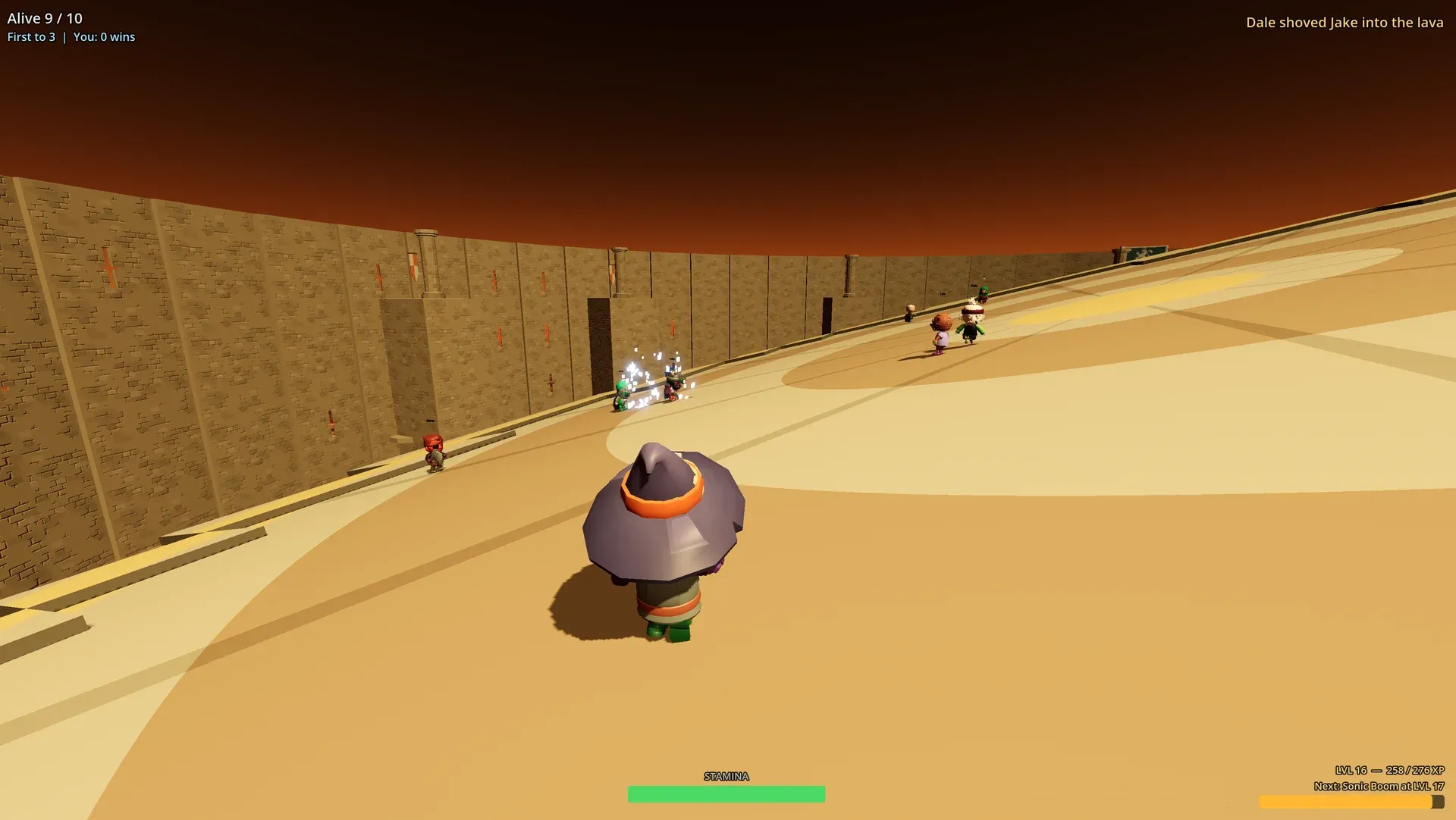 The desert coliseum, moments after Dale shoved Jake into the lava. Sorry Jake.