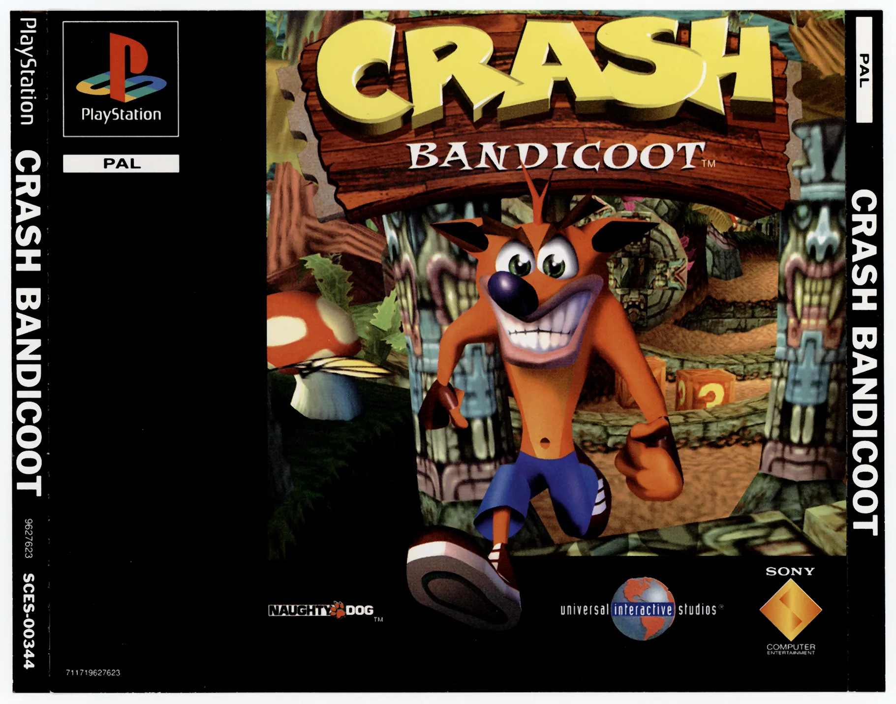 The box art for the original Crash Bandicoot on PlayStation 1