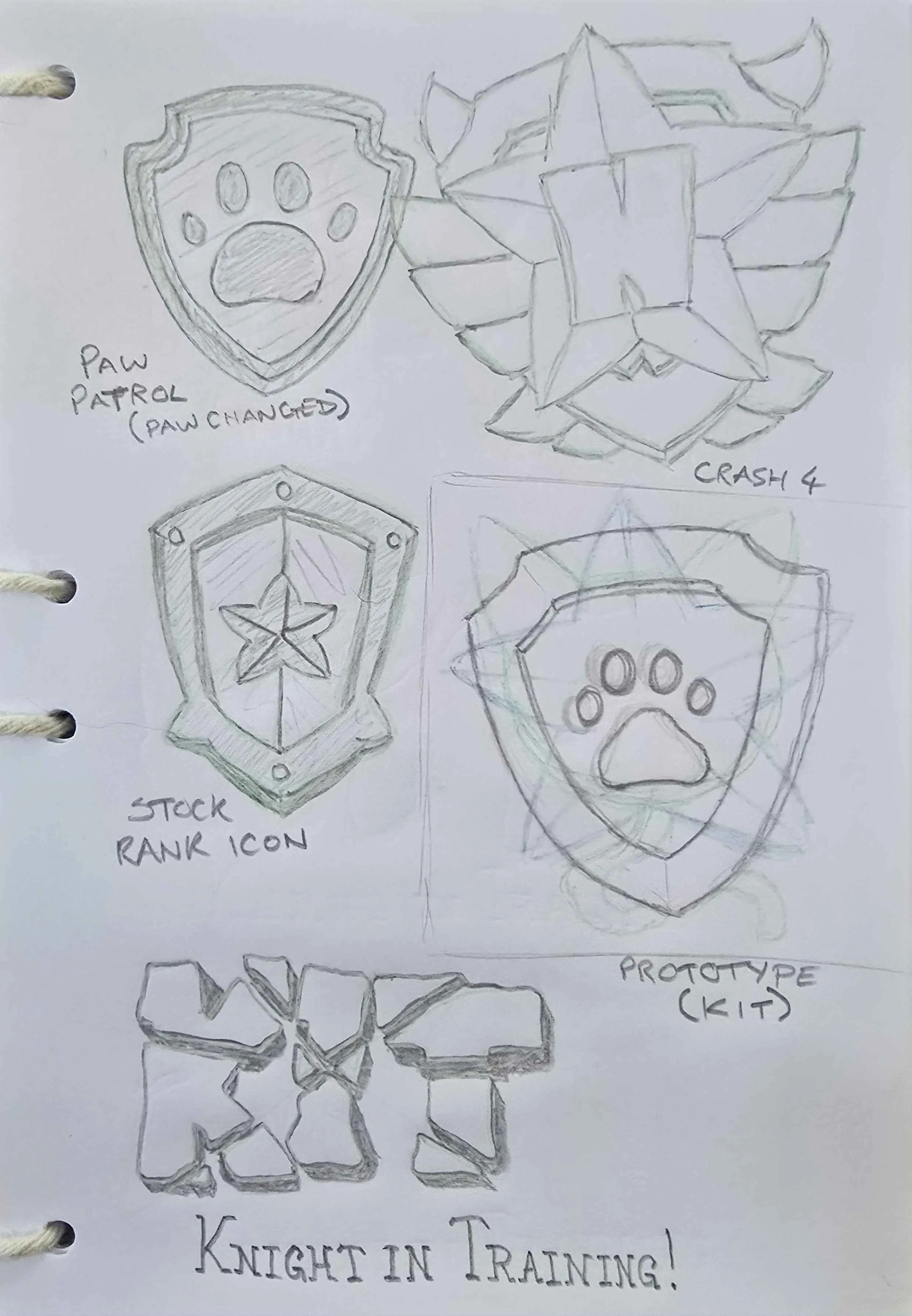 Inspiration images and a rough sketch for the game's main collectible