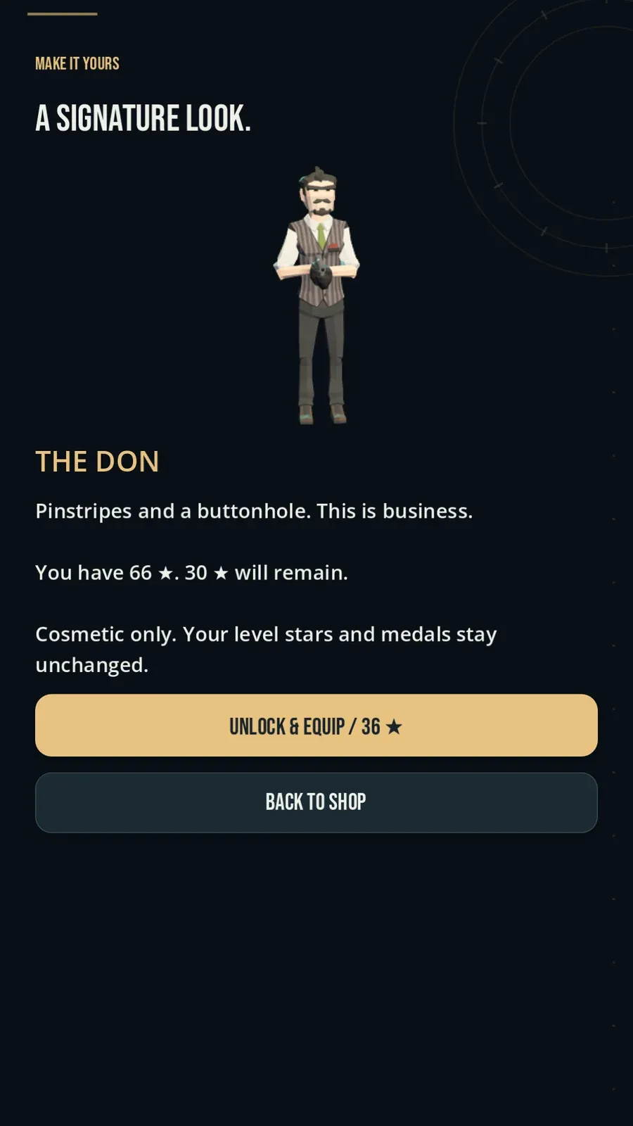 The Don. Pinstripes and a buttonhole. This is business.